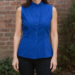 Jones New York Sleeveless Button-Up Vest – Cobalt Blue, Size 6P (Petite)